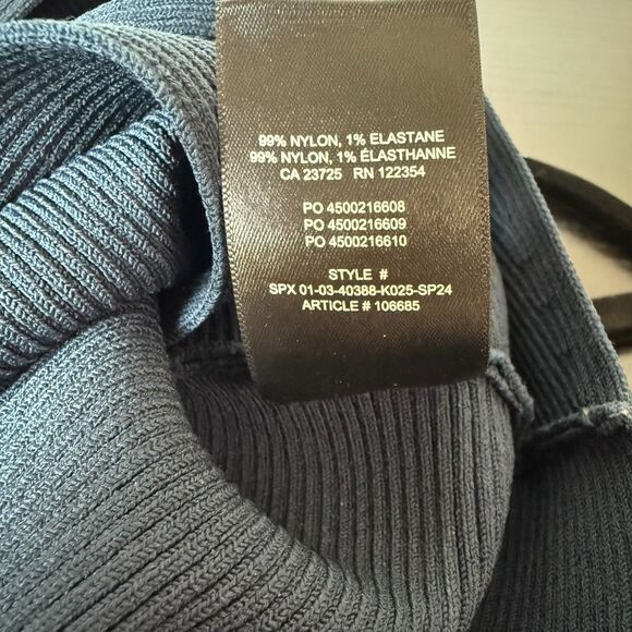 Aritzia Babaton XL Sculpt Knit Greek Tank Navy Blue Ribbed Shape Wear Boho Chic - Picture 14 of 16